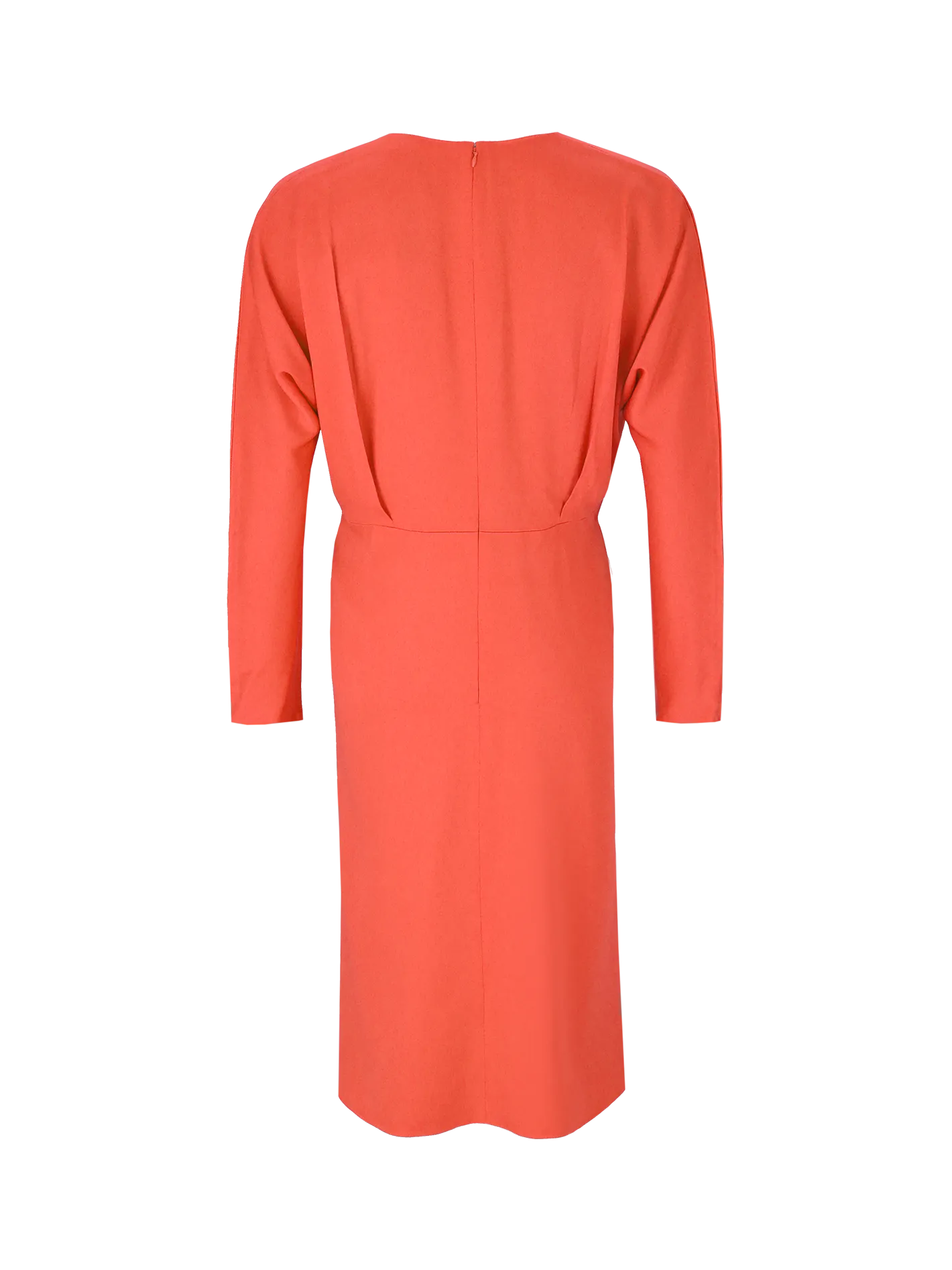 draped long-sleeve midi dress