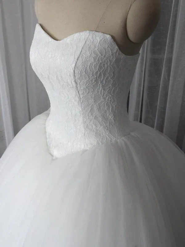 Elegant Off-The-Shoulder Tulle Lace Ball Gown Wedding Dresses  Bridal Gowns WD513
