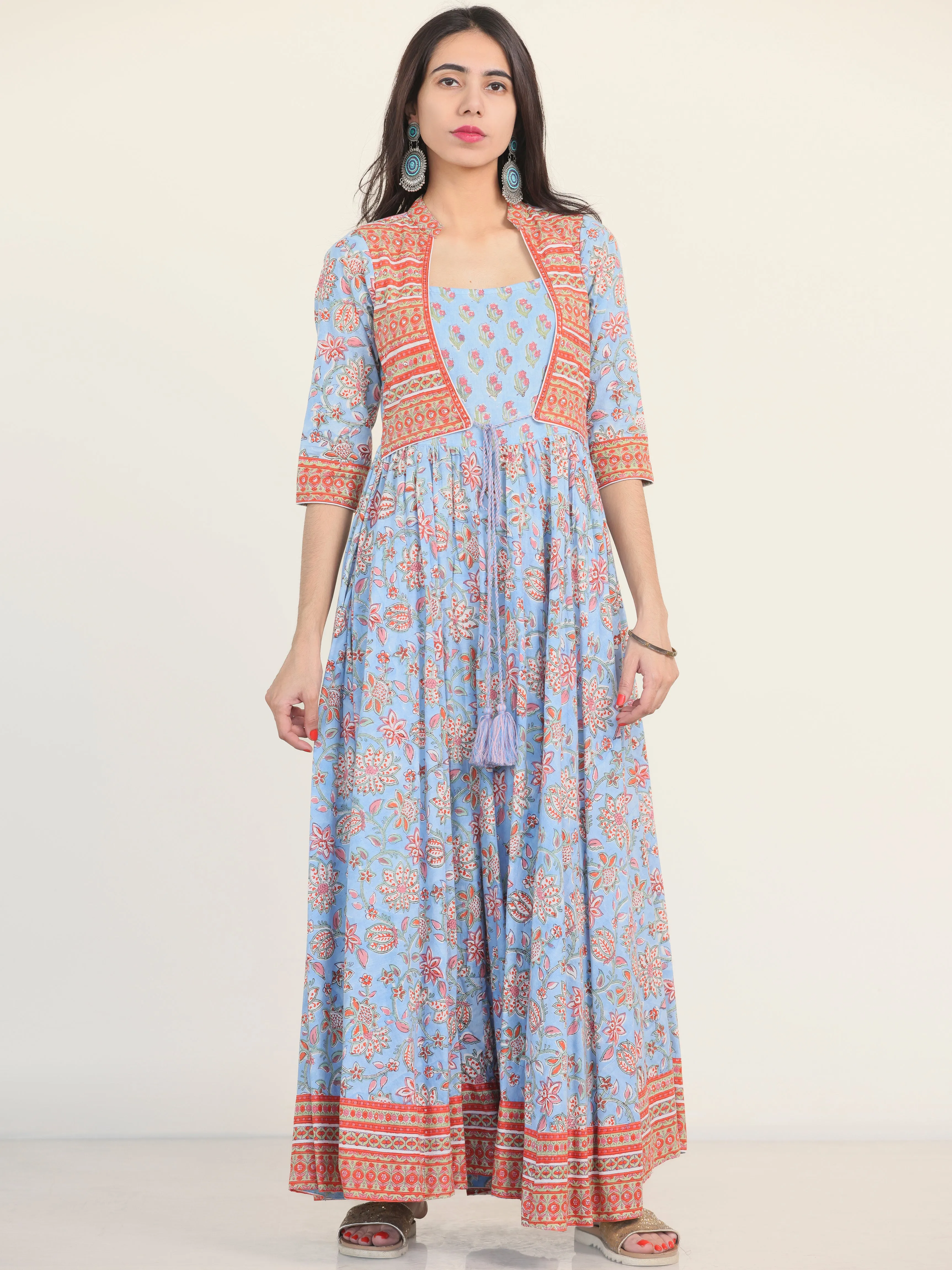 Fiza Aachal Pleated Embroidered Long Jacket Dress