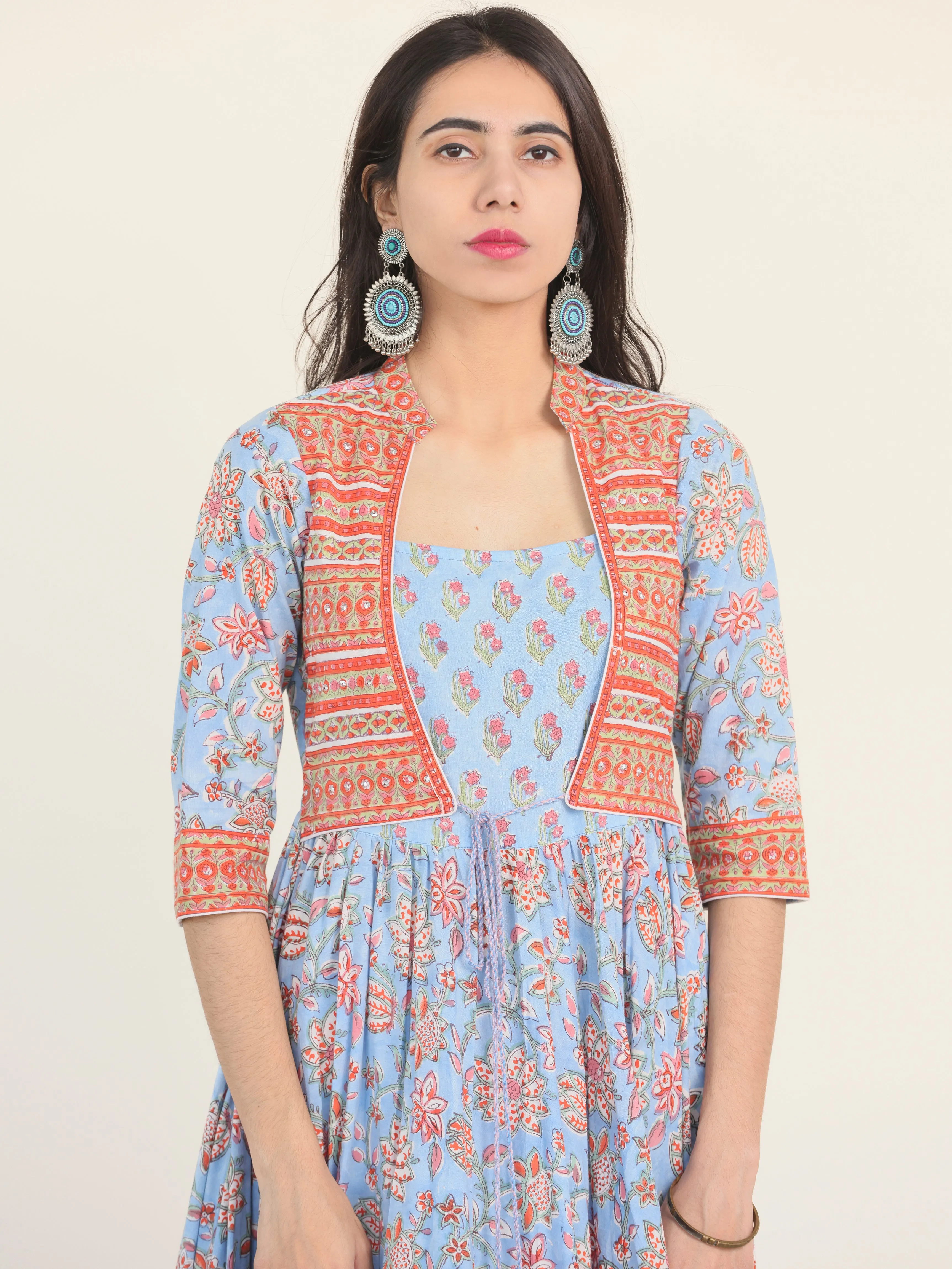 Fiza Aachal Pleated Embroidered Long Jacket Dress
