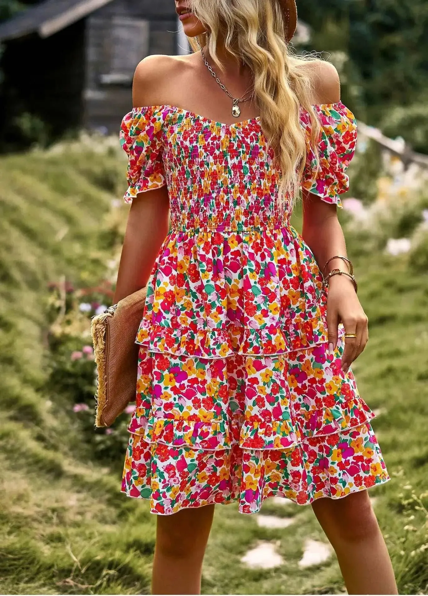 Floral tiered ruffle dress