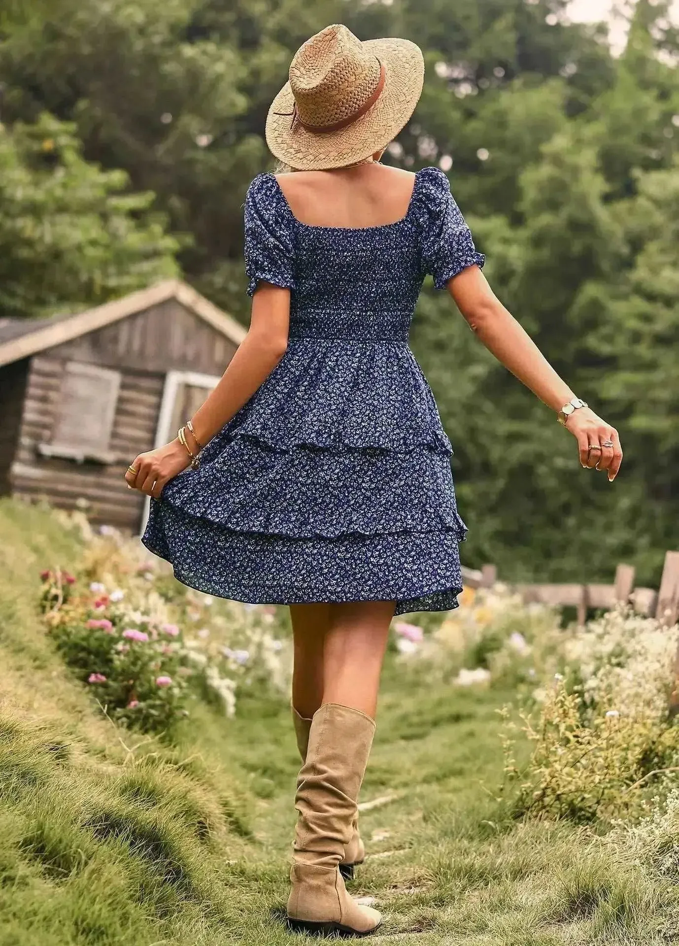 Floral tiered ruffle dress