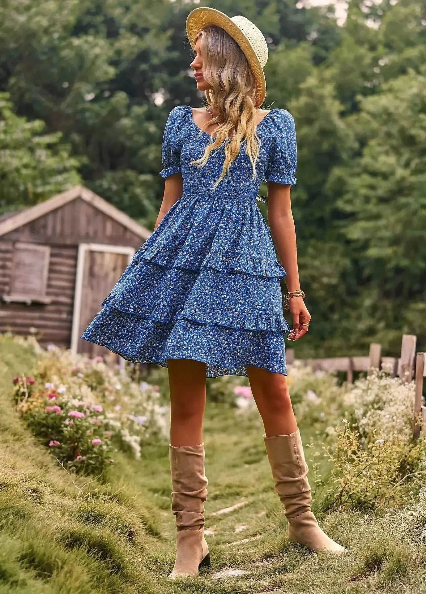 Floral tiered ruffle dress