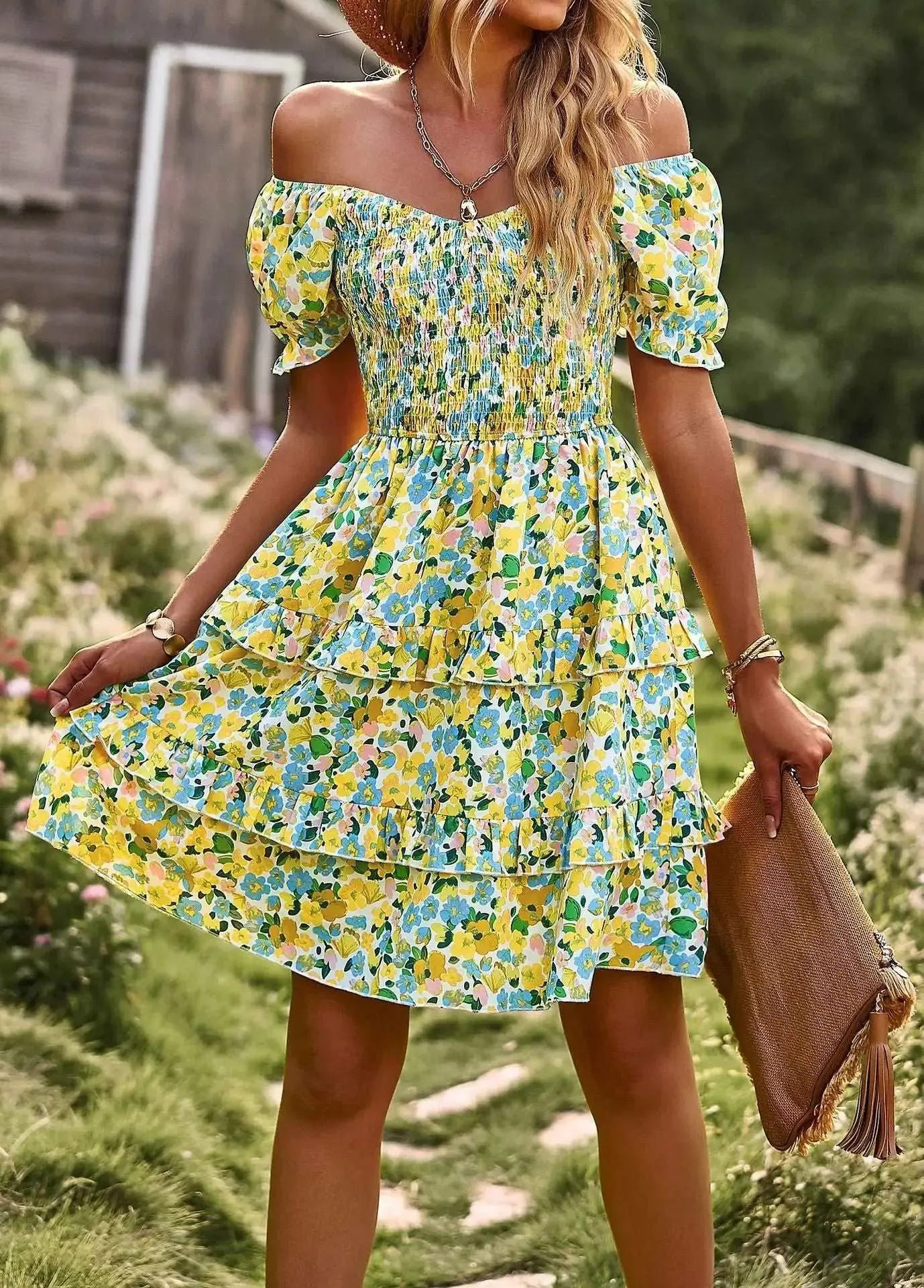 Floral tiered ruffle dress