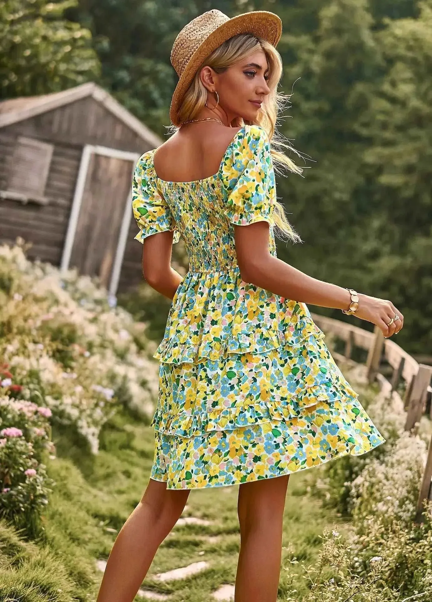 Floral tiered ruffle dress