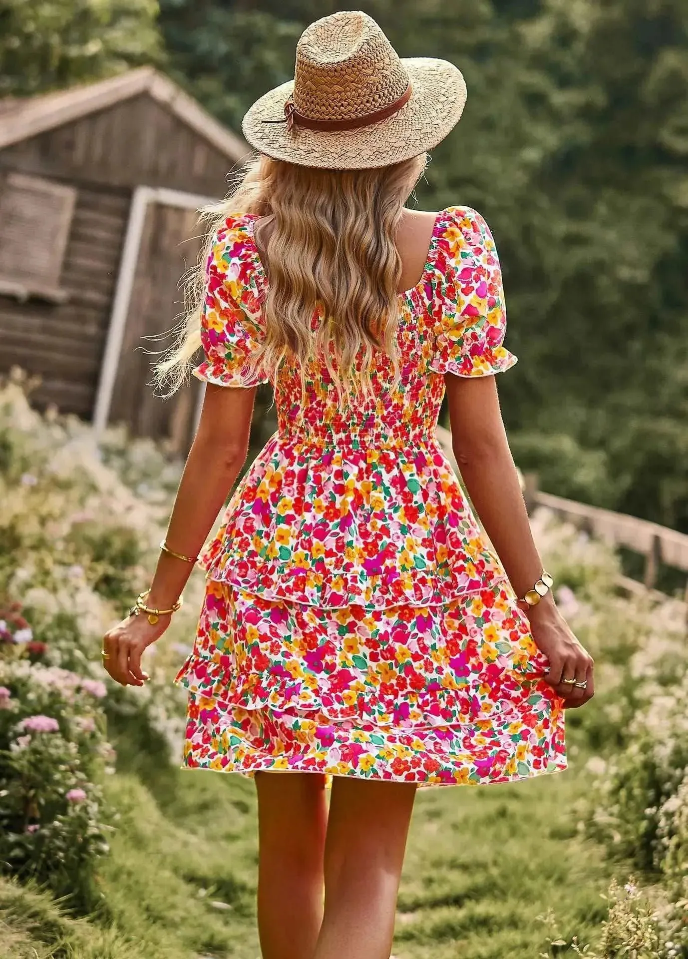 Floral tiered ruffle dress