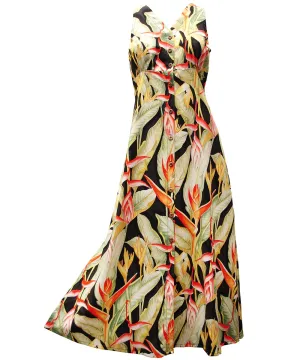 Heliconia Black Button Front Tank Dress