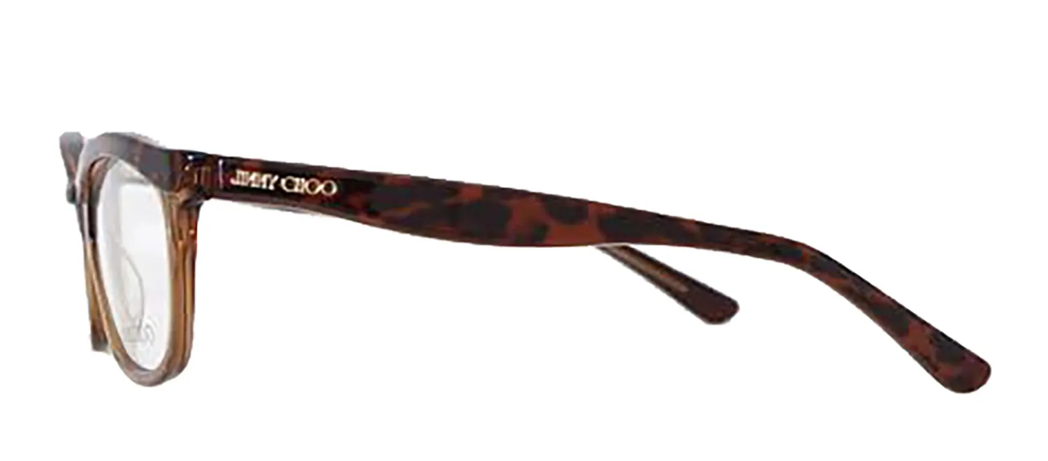 Jimmy Choo JC 69 XB6 Square Plastic Brown Eyeglasses with Logo Stamped Demo Lenses