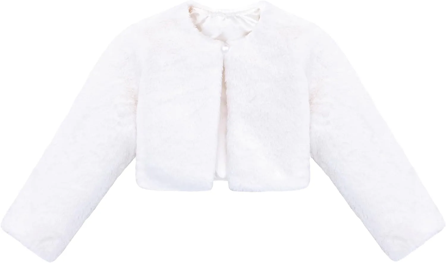 Lilax Girls Cozy Faux Fur Bolero Shrug Long Sleeve Crew Neck Dress Coat
