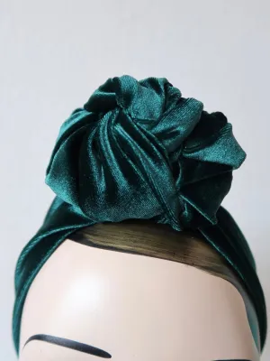 Made To Order: SMALL KNOT Velvet Headband in 4 colours in black, claret, bottle green & dusky pink
