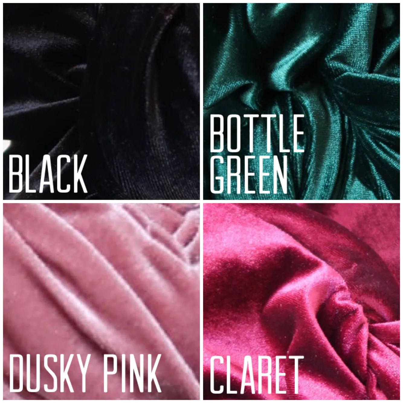 Made To Order: SMALL KNOT Velvet Headband in 4 colours in black, claret, bottle green & dusky pink