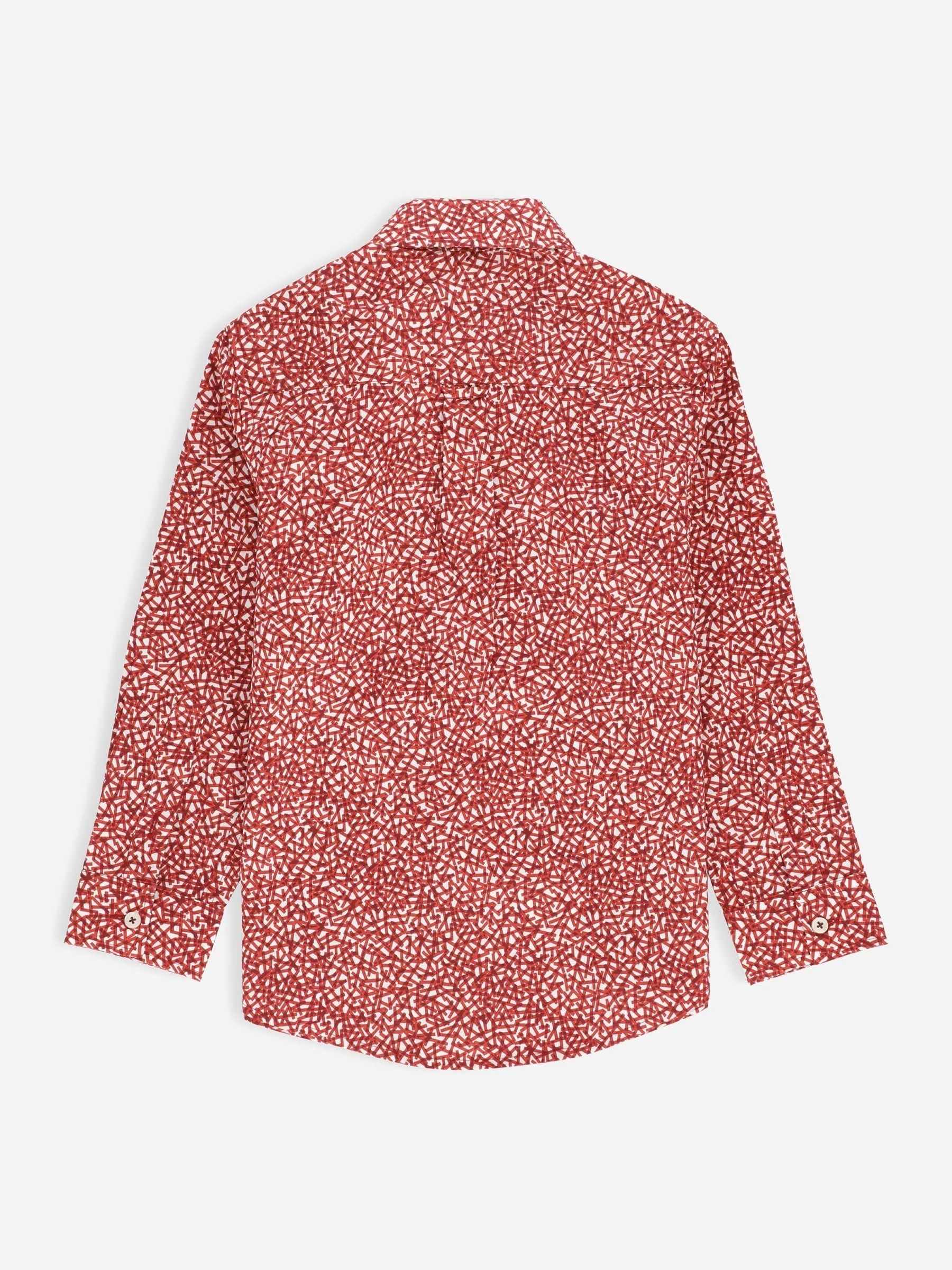 Maroon Abstract Printed Long Sleeve Casual Shirt
