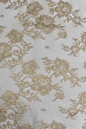 Metallic Gold French Plain Lace FLP-001 Fabric