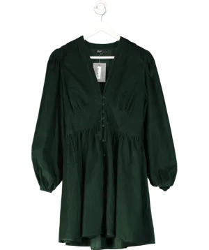 Nobody's Child Dark Green Cord Long Sleeve Starlight Mini Dress UK 10