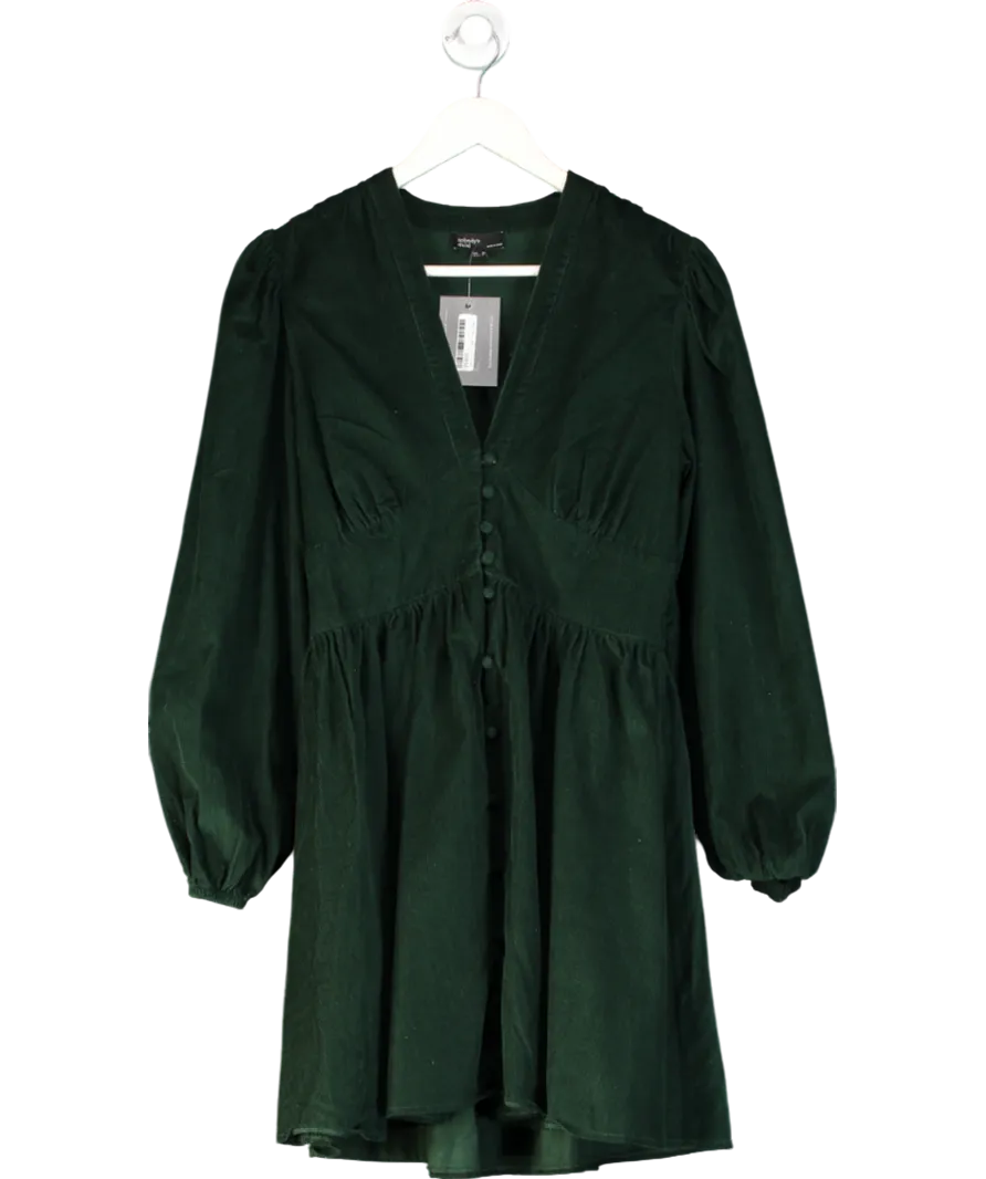 Nobody's Child Dark Green Cord Long Sleeve Starlight Mini Dress UK 10