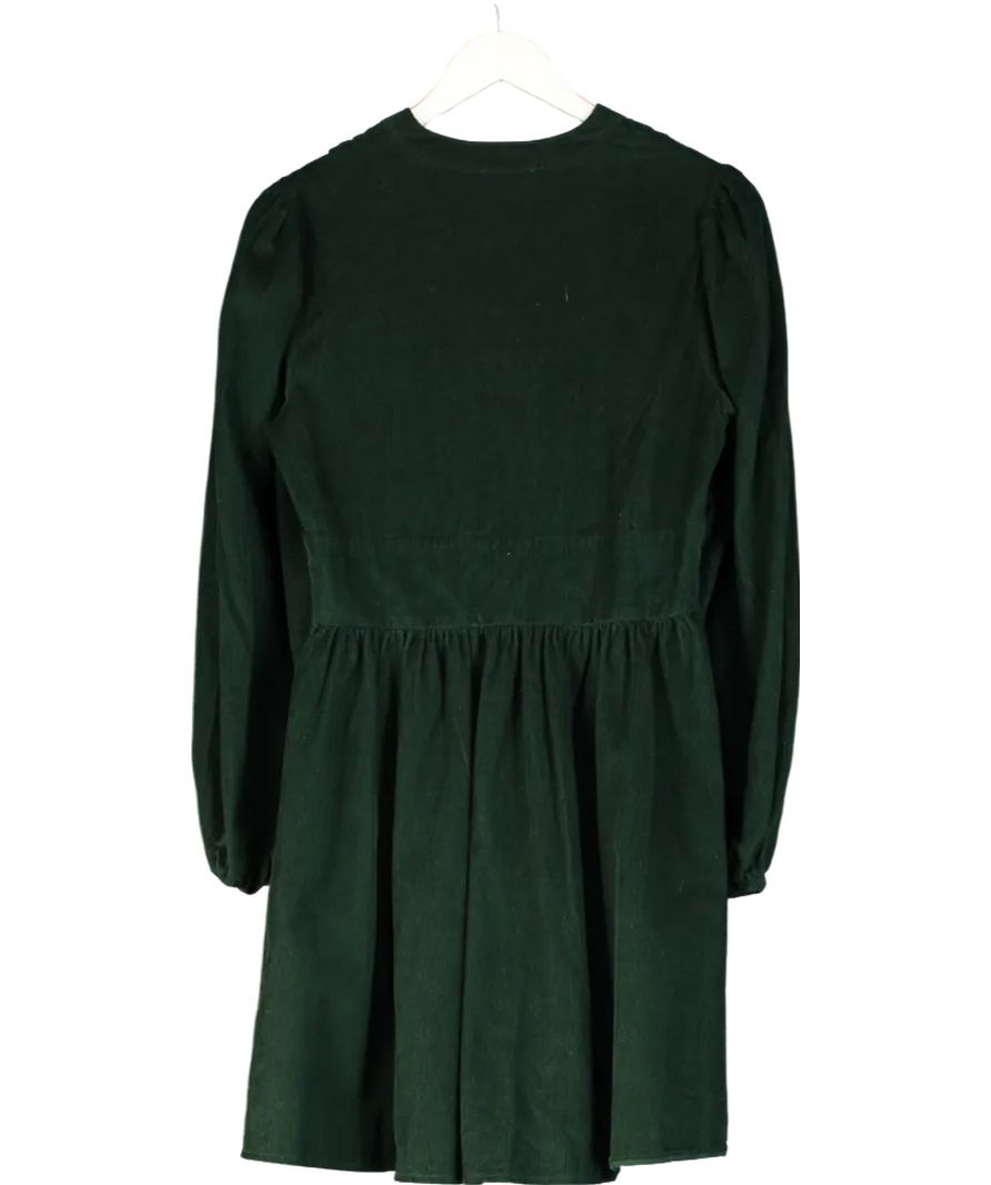 Nobody's Child Dark Green Cord Long Sleeve Starlight Mini Dress UK 10