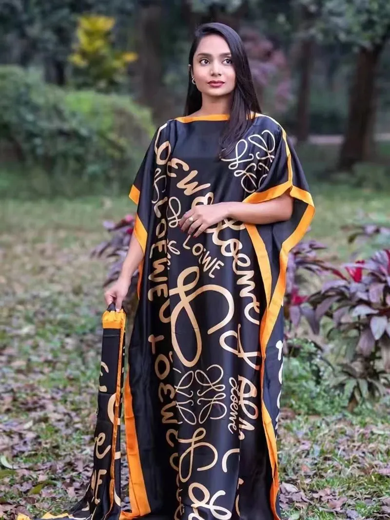 Oversized African Dashiki Abaya for Women – Print Design with Matching Scarf, Loose-Fit Long Dress