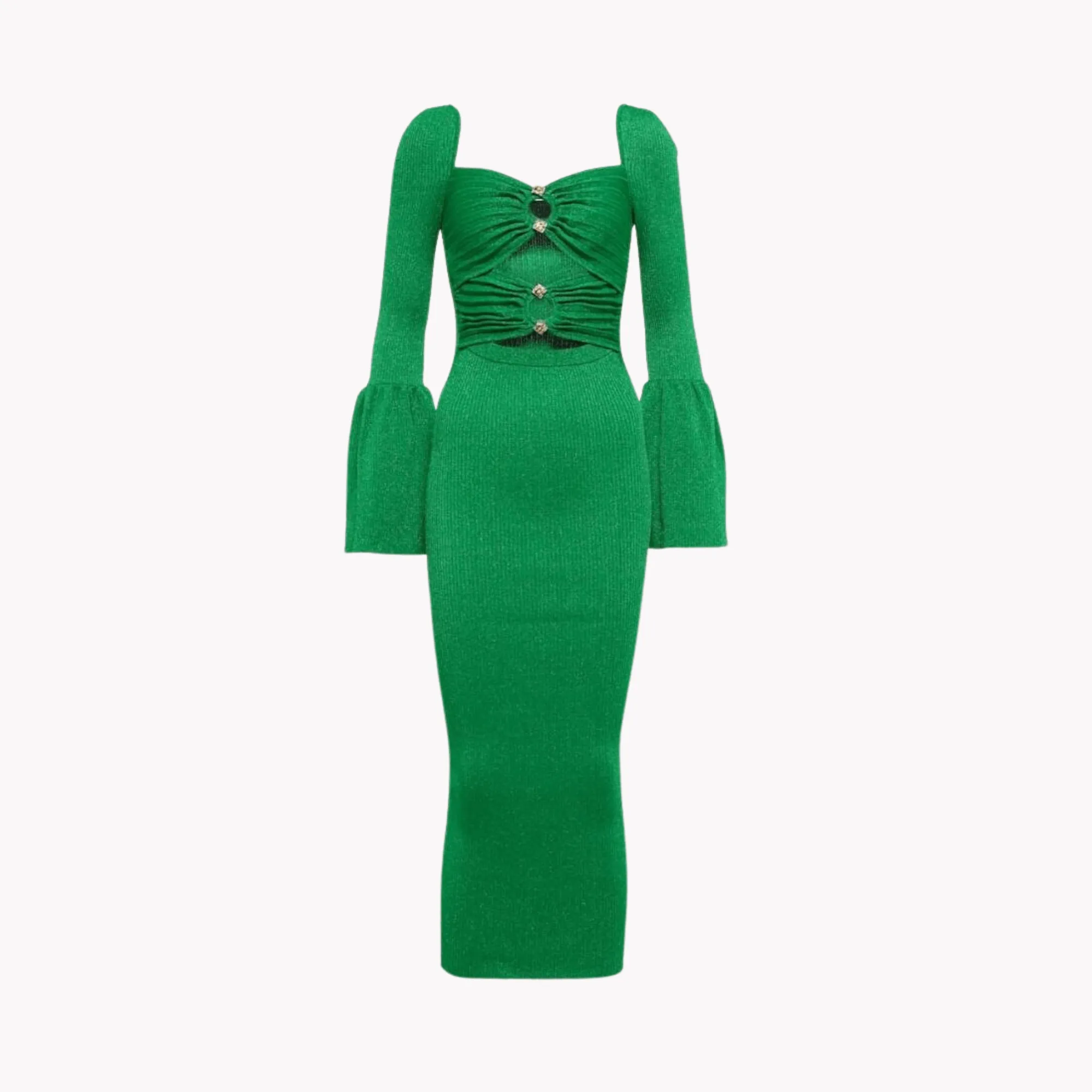 Pre Order:  Green Cutout Front Backless Dress