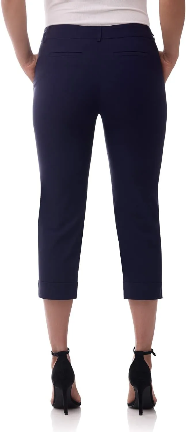 Rekucci Womens EcoCosy Comfort Cuffed Modern Cargo Crop Pant