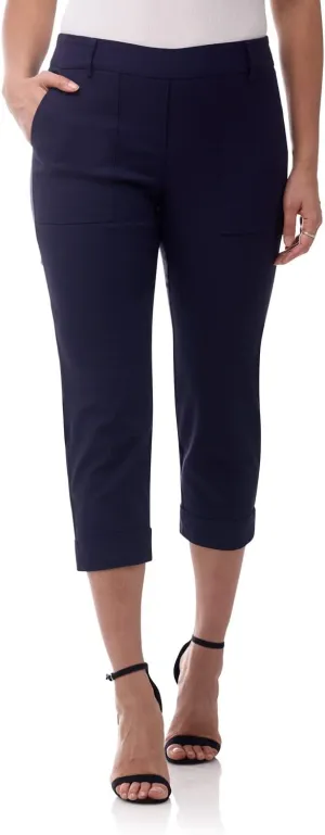 Rekucci Womens EcoCosy Comfort Cuffed Modern Cargo Crop Pant
