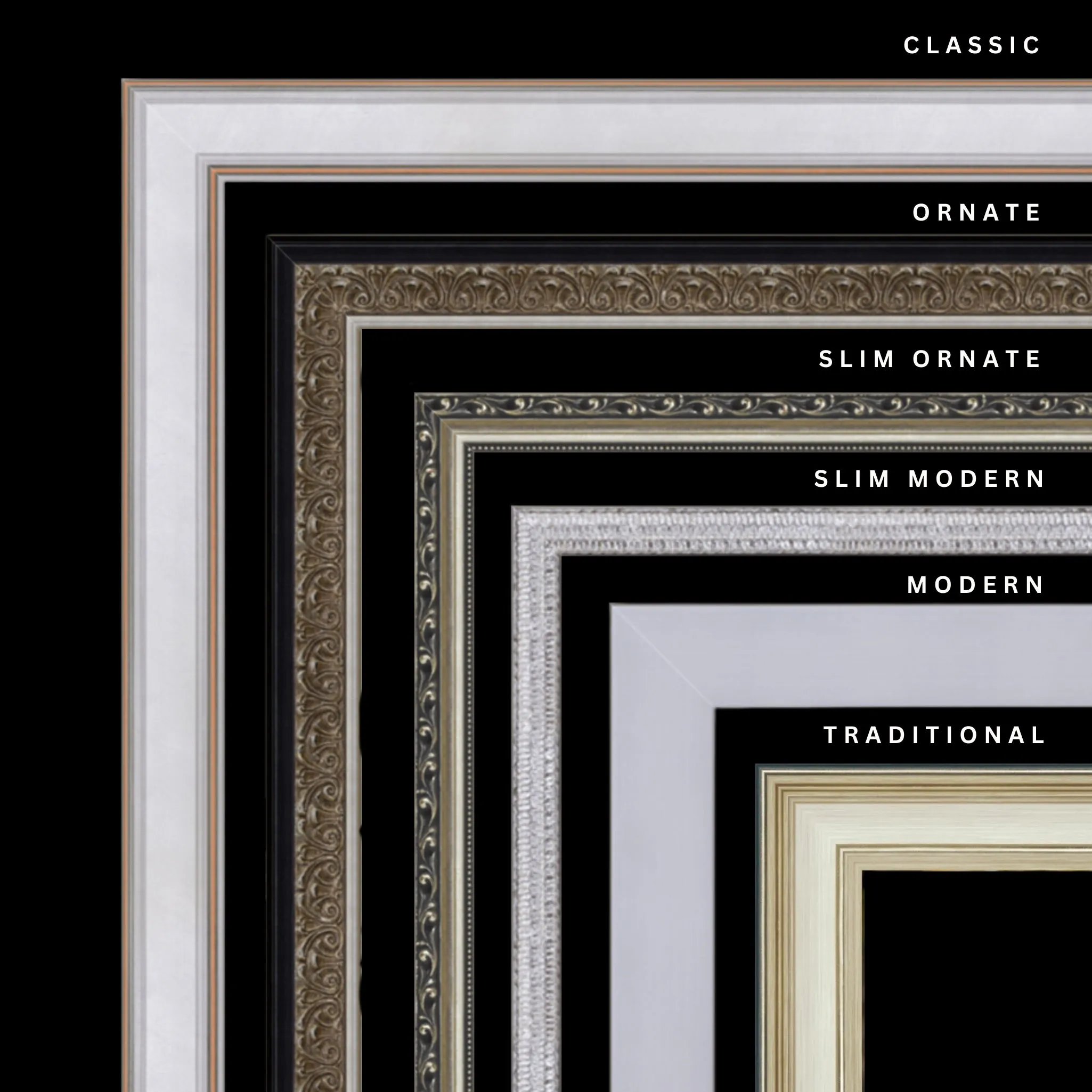 Silver 40x15 Picture Frame Ornate Traditional Classic Antique