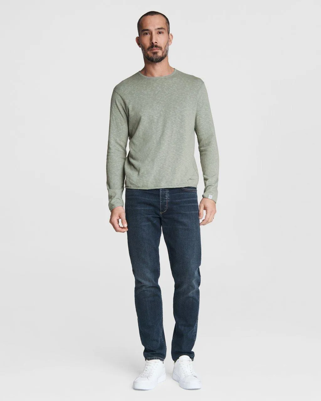 Tucker Cotton Linen Crew - Dusty Sage
