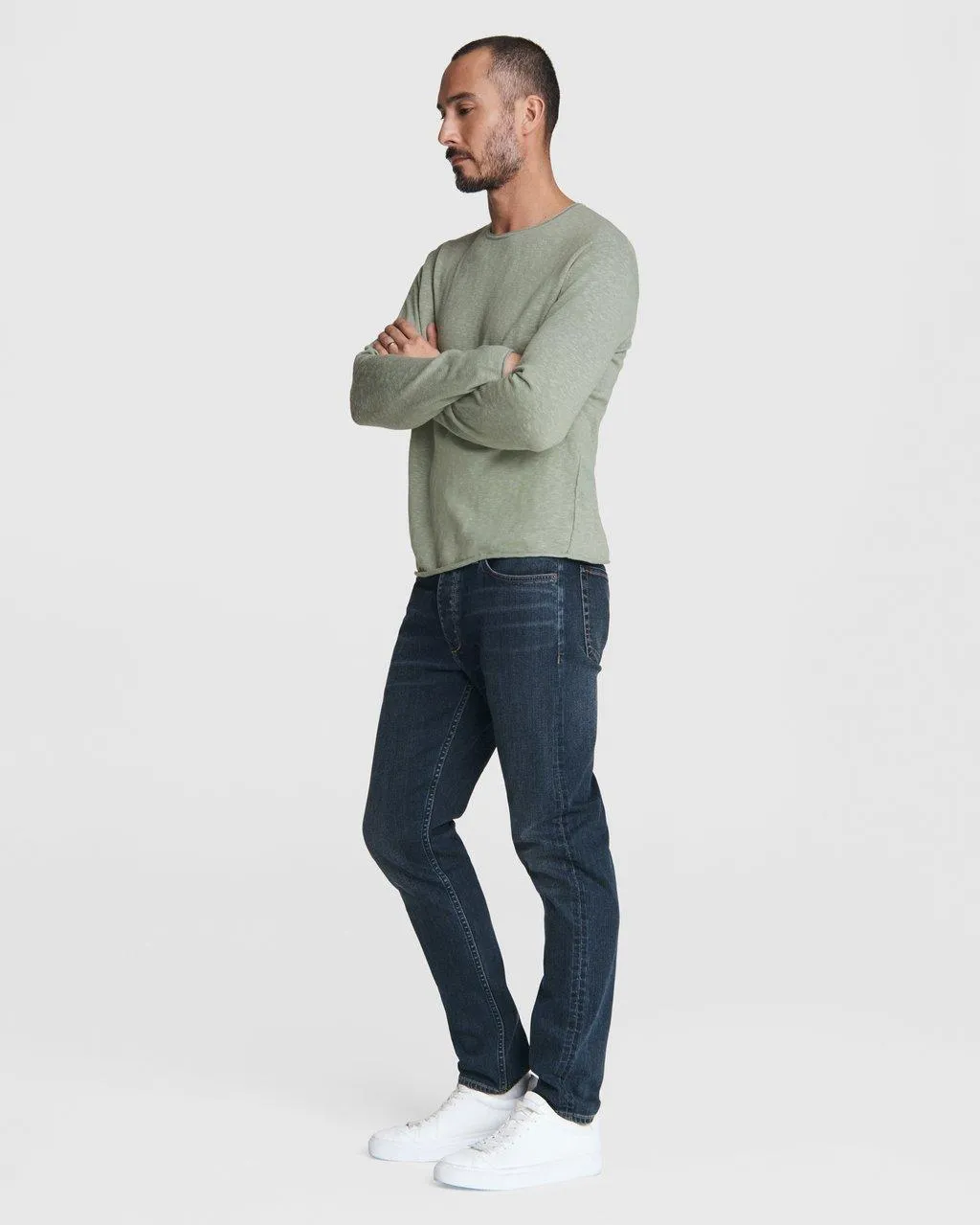 Tucker Cotton Linen Crew - Dusty Sage