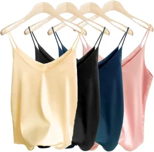 Van Royal Womens Camisole Tops Tees Tank Ladies Cami Tops Soft Satin Sexy V Neck Crop Top Elegant