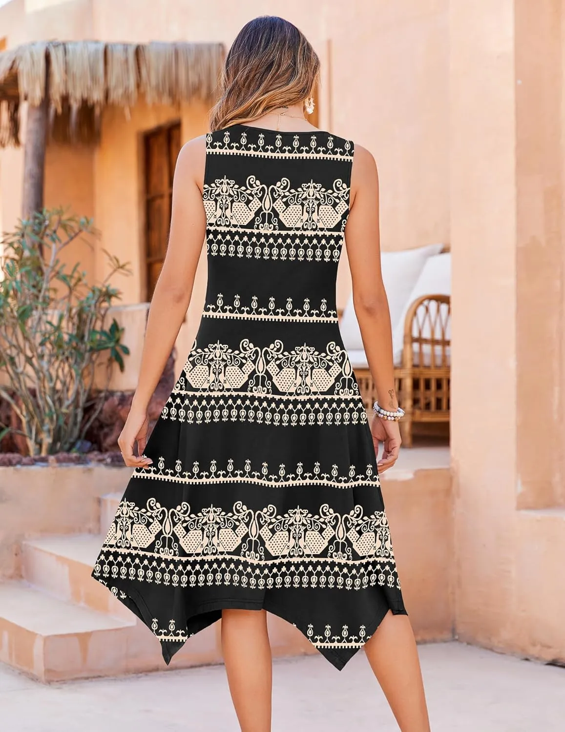 Zeagoo Womens Casual Dress for Summer Tank Dress Loose Flowy Beach Dress with Pockets Hankerchief Flare Midi Sundress 2025